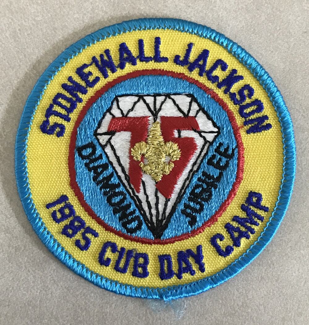 Vtg Boy BSA Cub Scout Stonewall Jackson 1985 Cub Day Camp Diamond Jubilee Patch